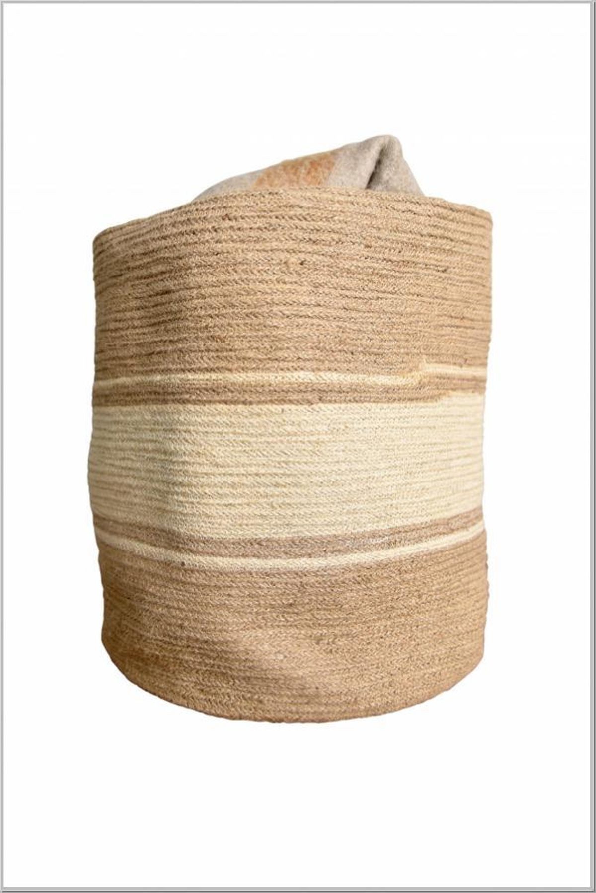 Jeanne d´Arc living Aufbewahrungskorb Aufbewahrungskorb Jute XXL 40xØ44cm natur beige braun Wäschekorb, XXL Größe für Wäsche Decken Spielzeug, Kissen