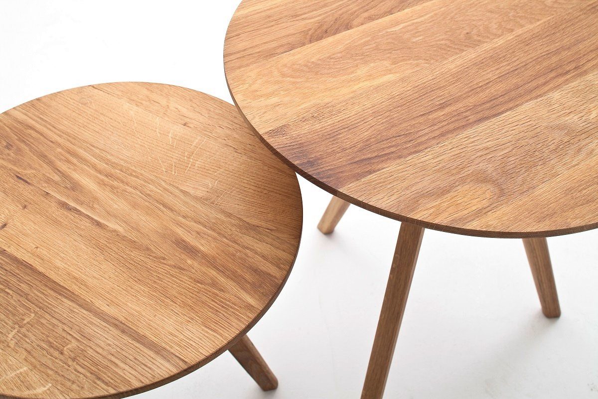 MCA furniture Couchtisch Couchtisch Set Genny 2-teilig, Asteiche massiv, Ø50/Ø45, Eichefarbe (Set), 2-teiliges Set