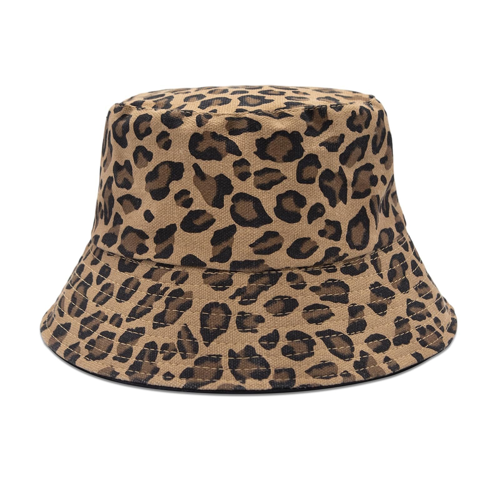 nsihing Sonnenhut Leopardmuster-Sonnenhut, Retro-Anglerhut, unisex, geeignet für Wandern, Strand, Partys und Outdoor-Aktivitäten