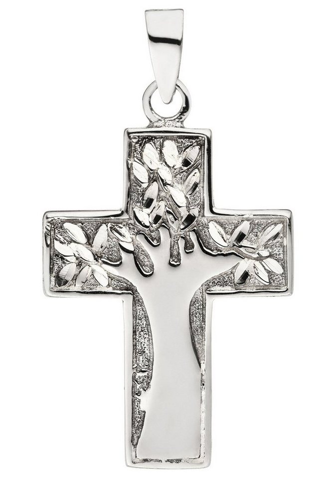 JOBO Kreuzanhänger Anhänger Kreuz mit Baum, 925 Silber