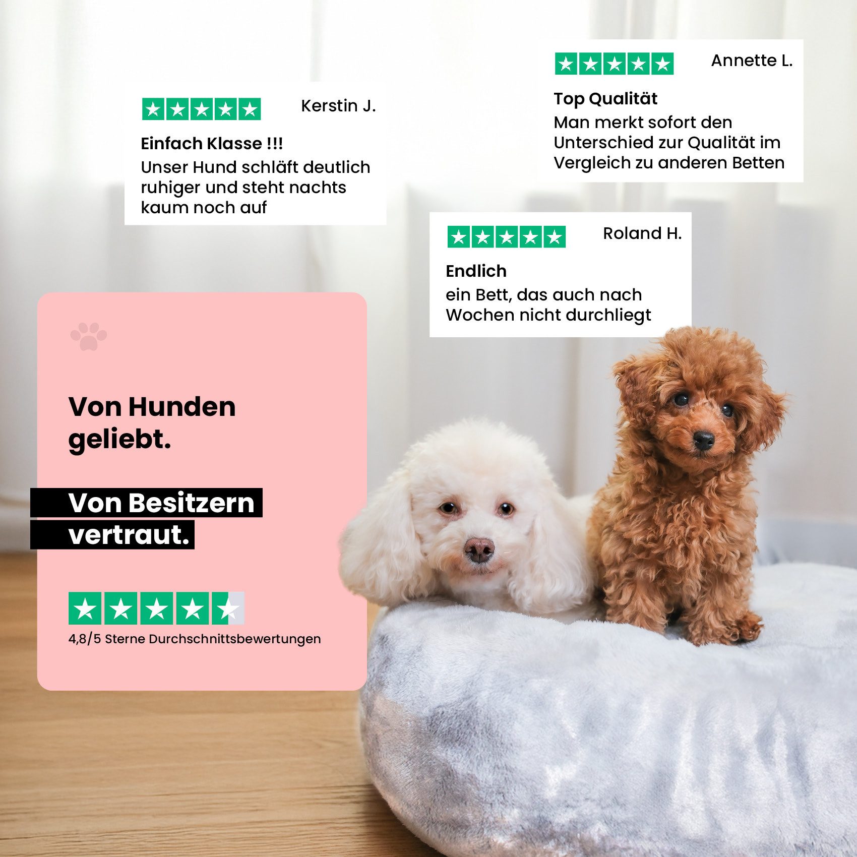 Wahre Tierliebe Tierbett - Orthopädisches Hundebett Deluxe, Deutschlands Original, waschbar, Verschiedene Größen und Farben, extra flauschig – Bild 4 von 5