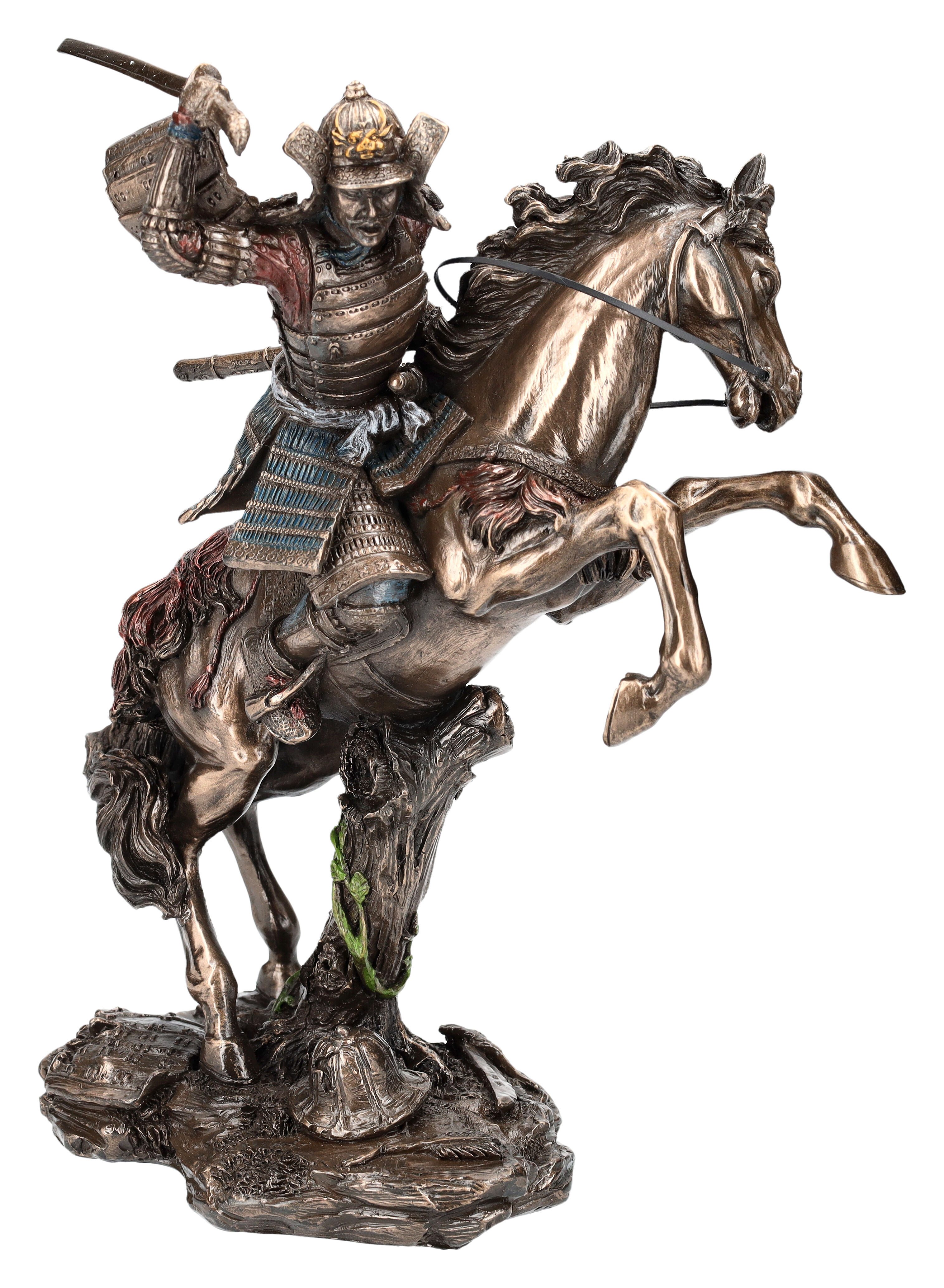 Dekofigur Samurai Figur - Krieger auf steigendem Pferd - Veronese Statue