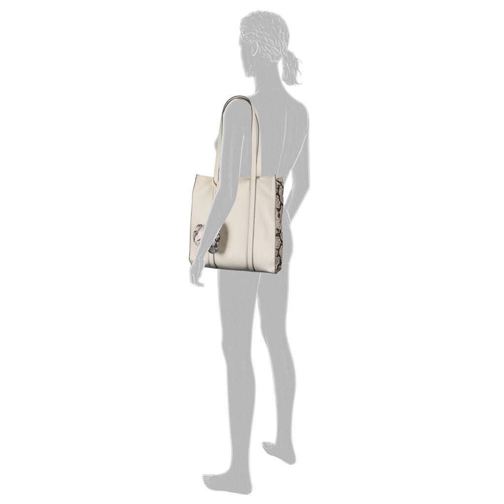 Gabor Shopper Elfie Luxe (Set, faltbare Einkaufstasche aus Nylon), schwarz genarbtes Lederimitat und Leopardenoptik mit Pouch-Anhänger