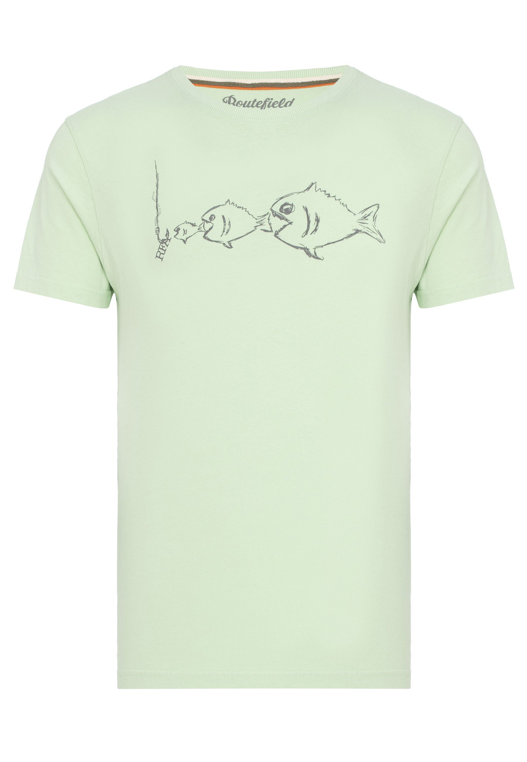 Herren Shirts ROUTEFIELD T-Shirt Thori mit Fisch-Print