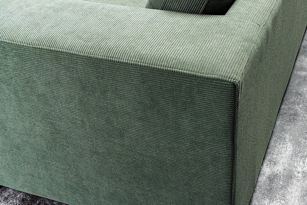 LebensWohnArt Cord NICE Federkernpolsterung grün Lounge-Sofa 220cm Sofa