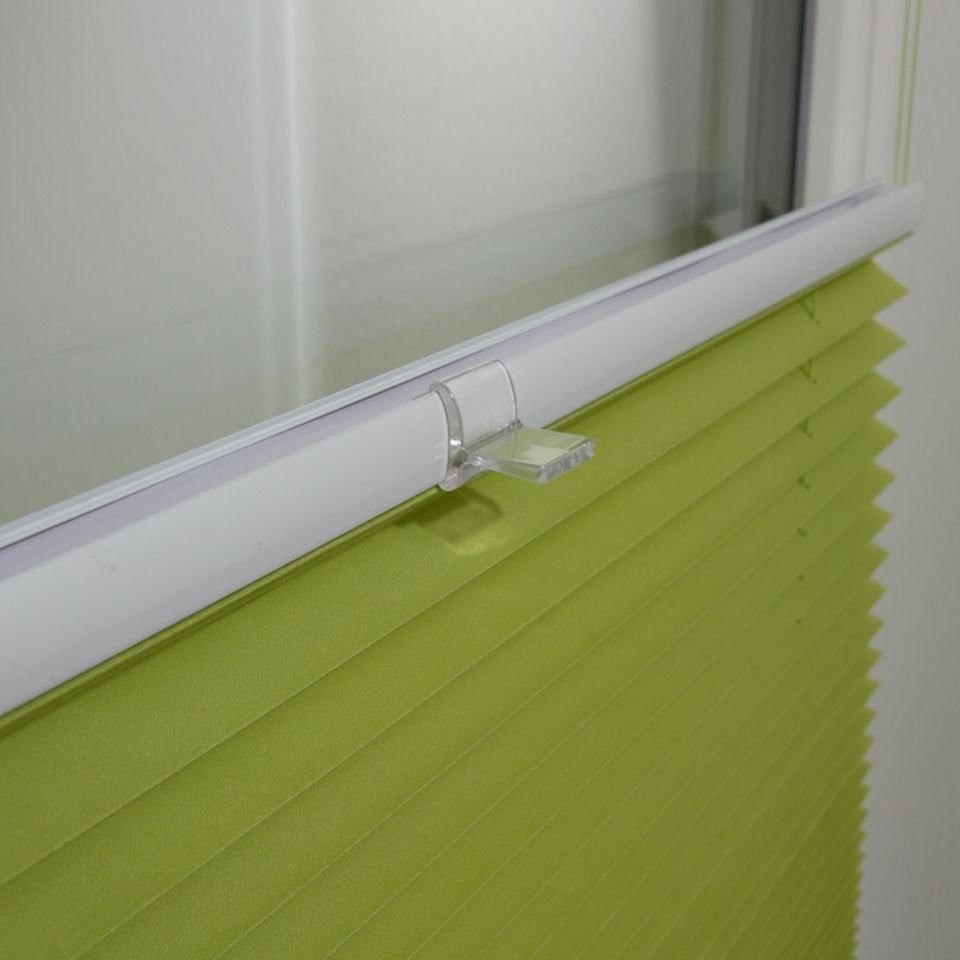 Faltrollo ohne Plissee ventanara grün Plissee Klemmfix Premium inkl. Bohren Klemmträger,