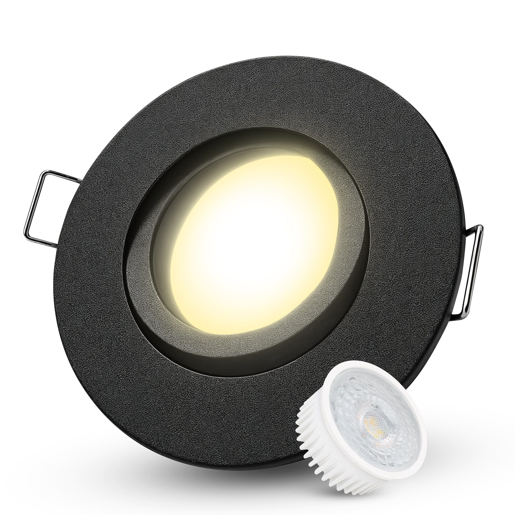 SSC-LUXon LED Außen-Deckenleuchte ORVIA Einbauspot schwenkbar IP65 mit LED Birne fourSTEP 4W warmweiß, Warmweiß