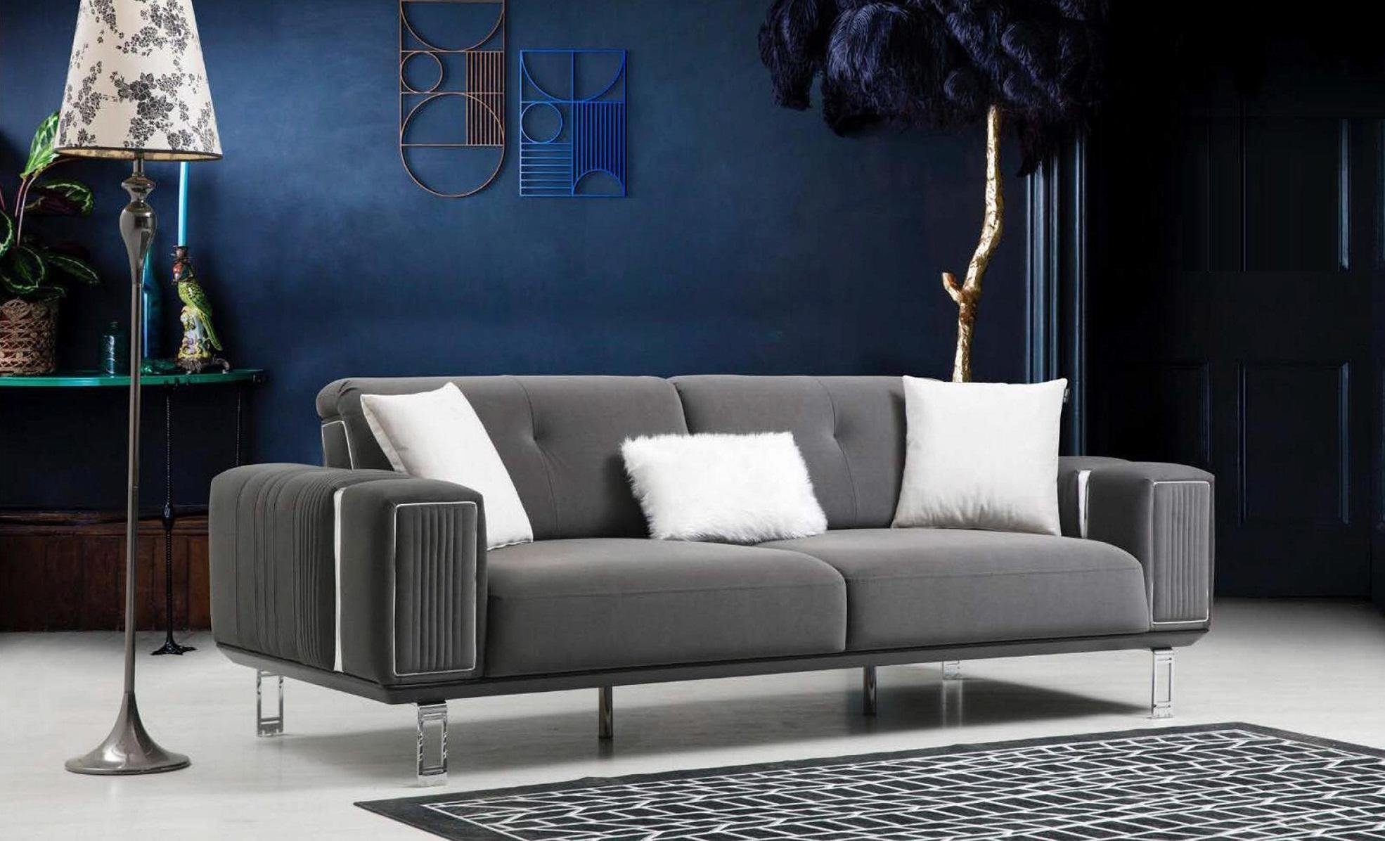 Grauer Neu, Luxus Made Möbel Edelstahl JVmoebel Dreisitzer Moderner Europe Sofa in