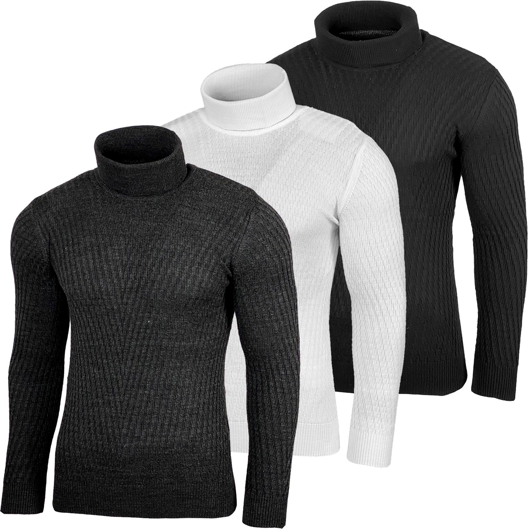 Strickpullover Baxboy Herren Slim fit Freizeit Feinstrick Rollkragenpullover B-1640