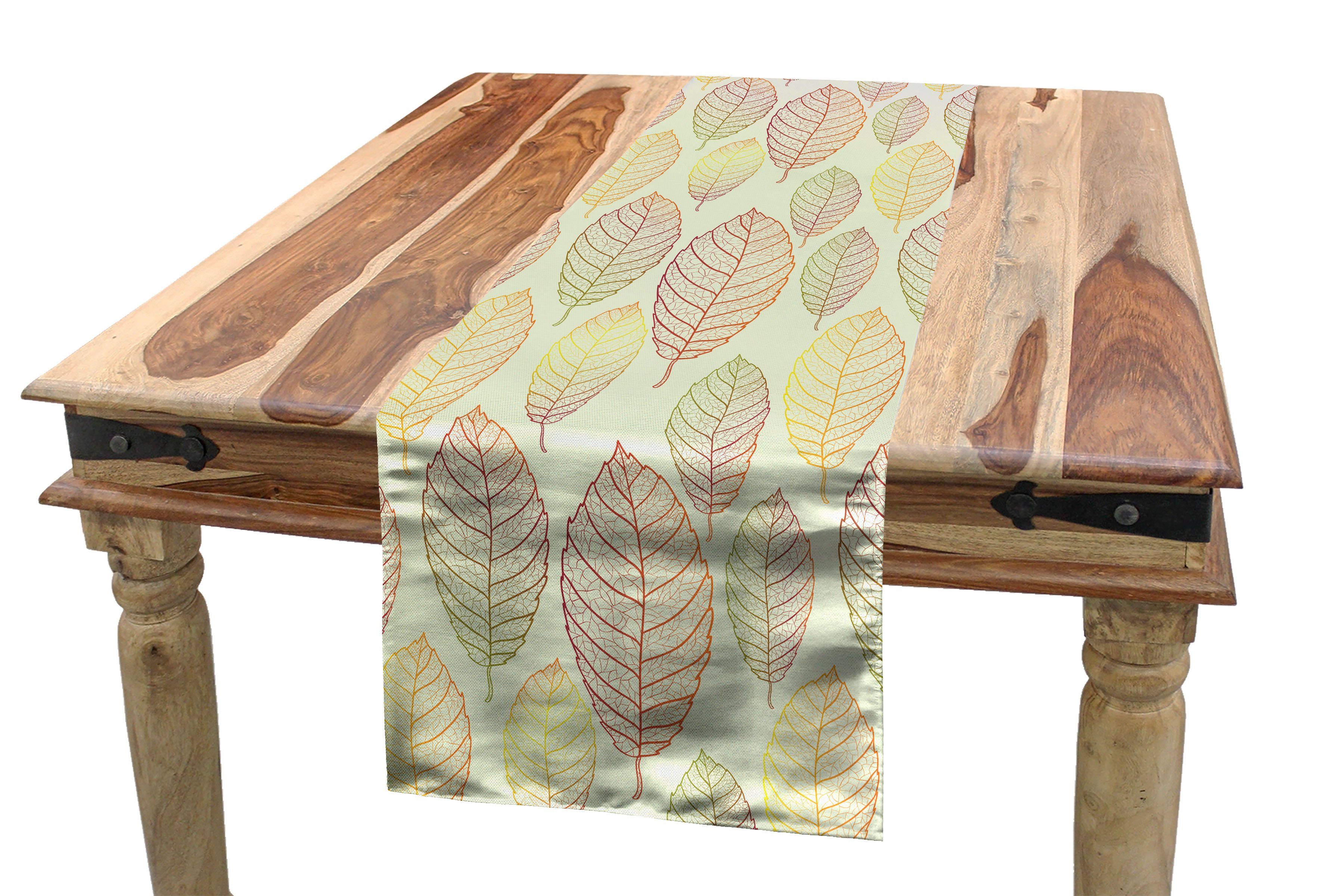 Abakuhaus Tischläufer Esszimmer Küche Rechteckiger Dekorativer Tischläufer, Gedämpfte Farben Umriss Blätter | Tischläufer