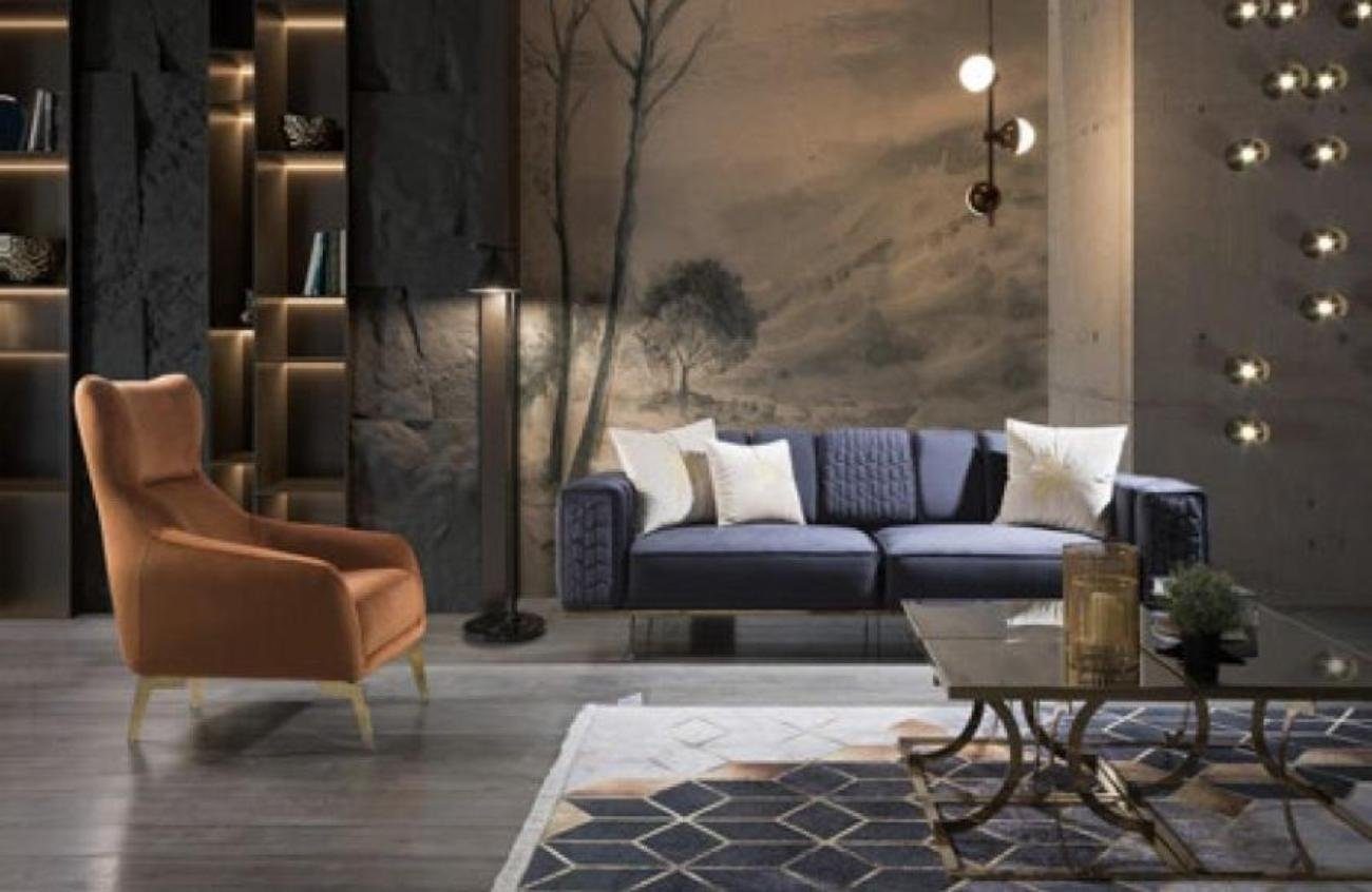 Lounge Loungesessel JVmoebel Möbel Wohnzimmer Einsitzer Braun Polster Luxus Textil Sessel