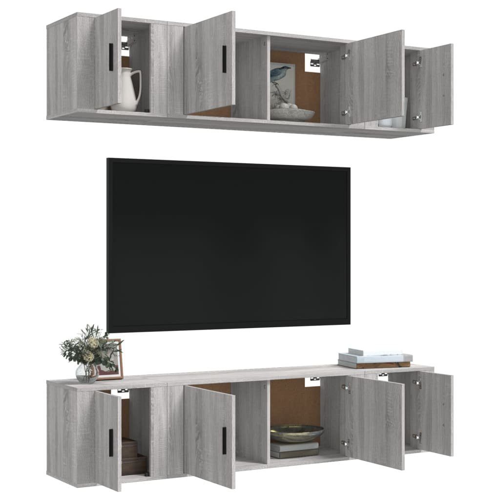 Holzwerkstoff TV-Schrank TV-Schrank-Set Sonoma 6-tlg. furnicato Grau