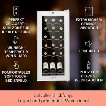 Klarstein Weinkühlschrank Shiraz 18 Slim Uno, für 18 Standardflaschen á 0,75l,Wein Flaschenkühlschrank Weintemperierschrank Weinschrank Kühlschrank