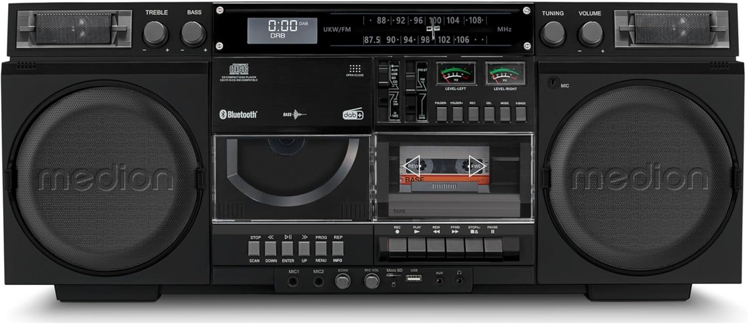 Medion® Medion MD44538 P66538 Boombox Retro-Radio (AM/FM DAB+ MW/UKW, 20 W)
