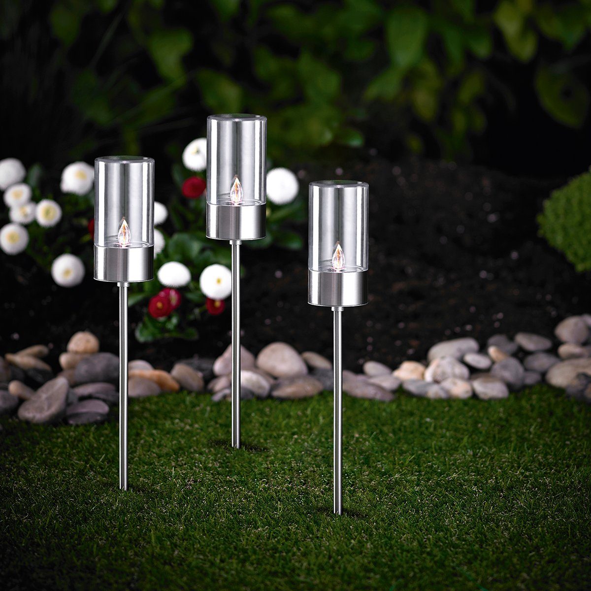 MeLiTec LED Solarleuchte Edelstahl Solarfackel, SO37, LED fest integriert, günstig online kaufen