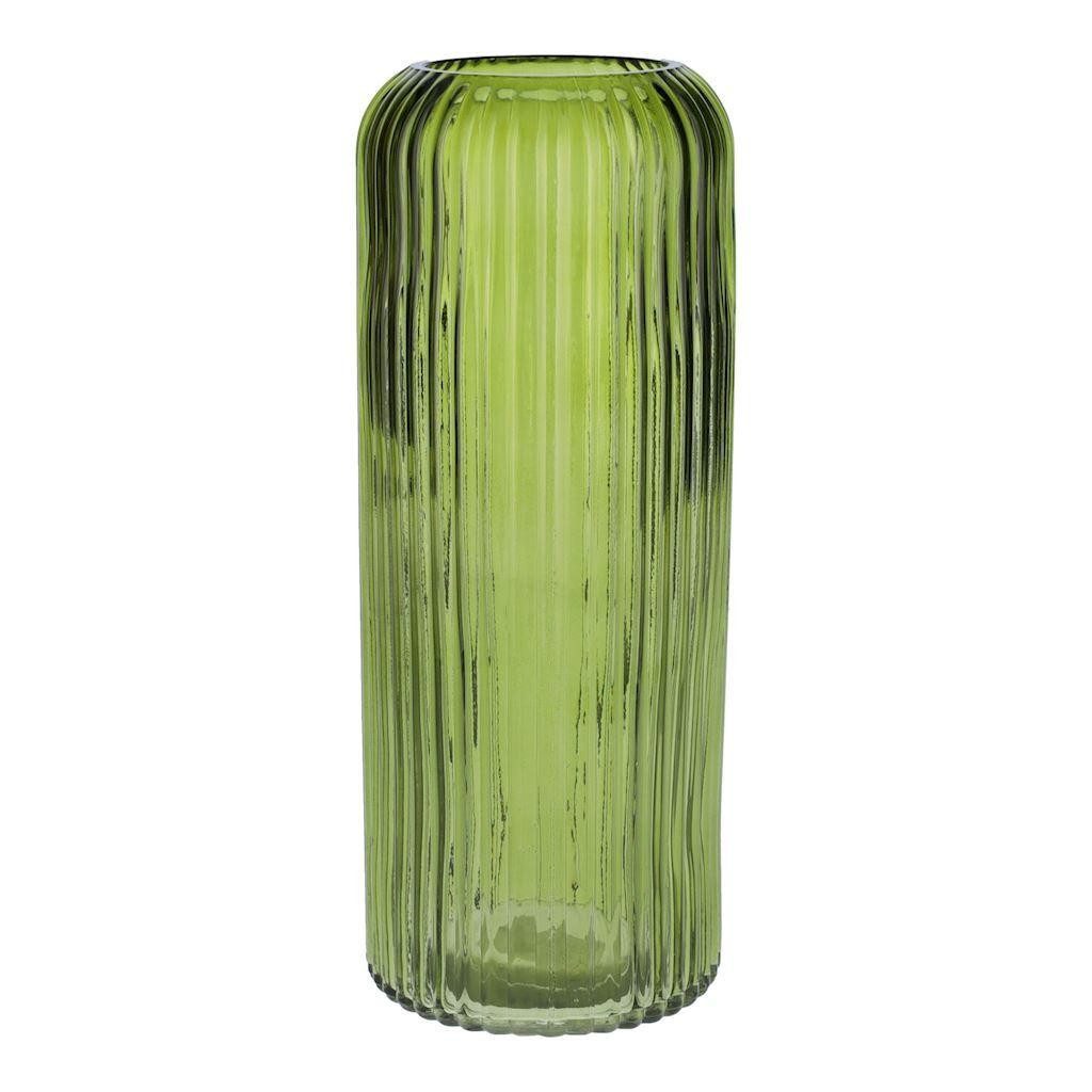 INNA-Glas Dekovase Dekovase ALBURGIS mit Rillen, Glas, grün-klar, 25cm, Ø10cm