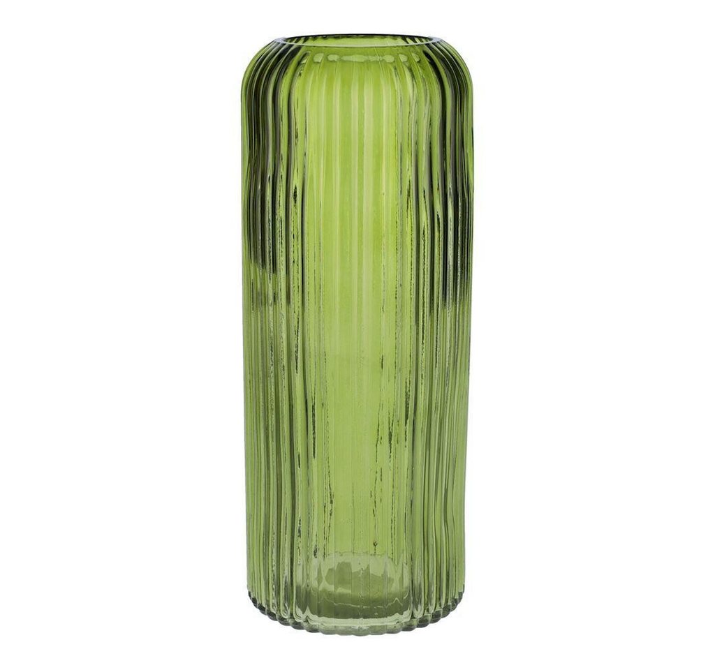 INNA-Glas Dekovase Dekovase ALBURGIS mit Rillen, Glas, grün-klar, 25cm, Ø10cm