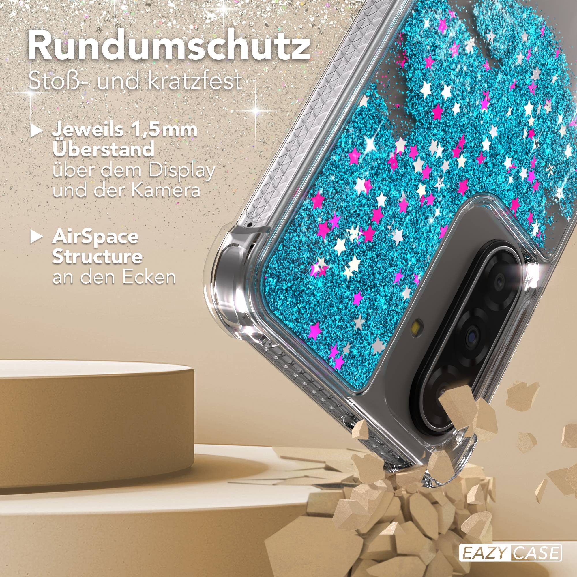 EAZY CASE Handyhülle Liquid Glittery Case für Samsung Galaxy A17 6,7 Zoll, Gloss Slimcover Girly Backcover Bling Phone Case kratzfeste Cover Blau – Bild 5 von 5