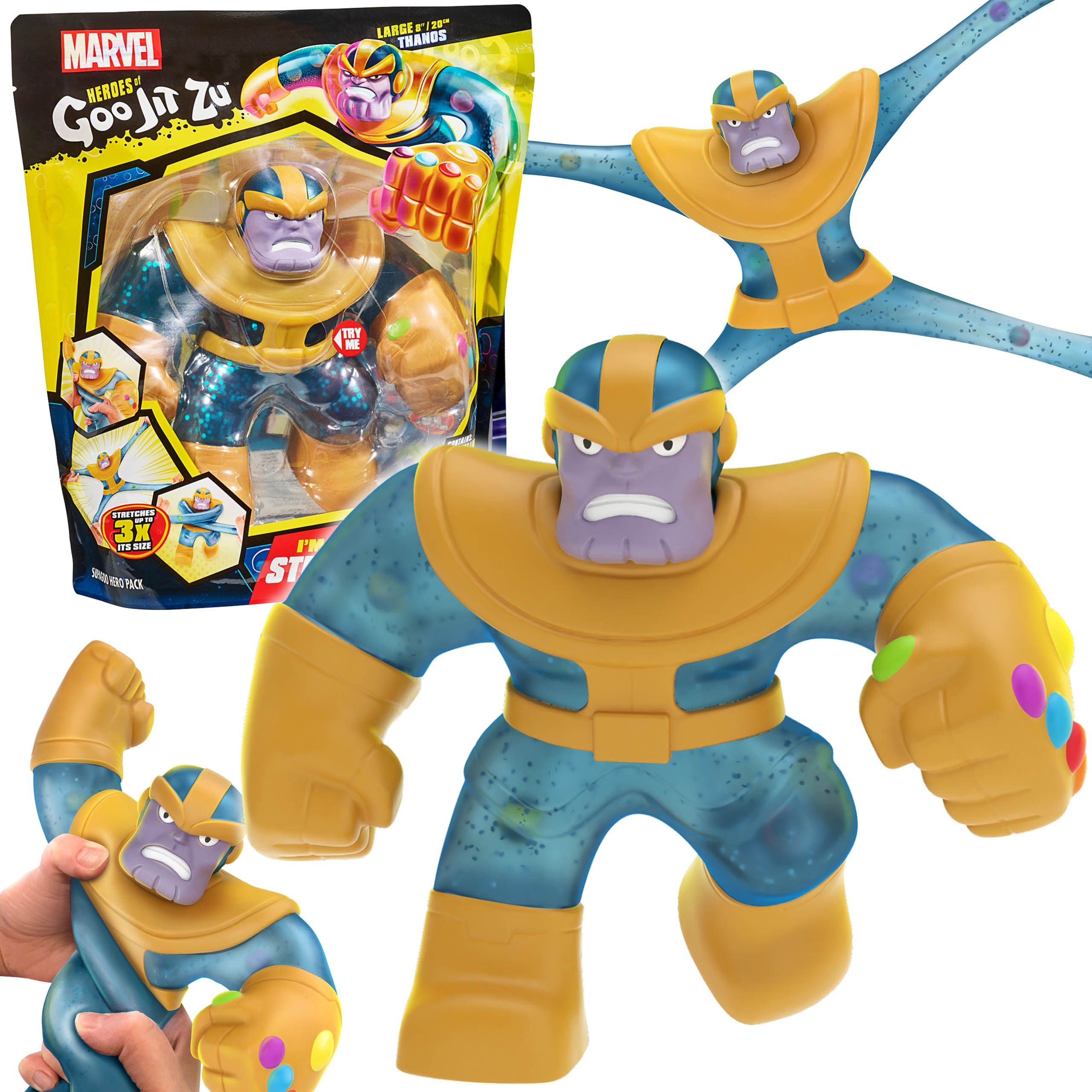 MARVEL Spielfigur Goo Jit Zu Marvel Thanos Figur 20 cm dehnbar mit Gel Spielzeug