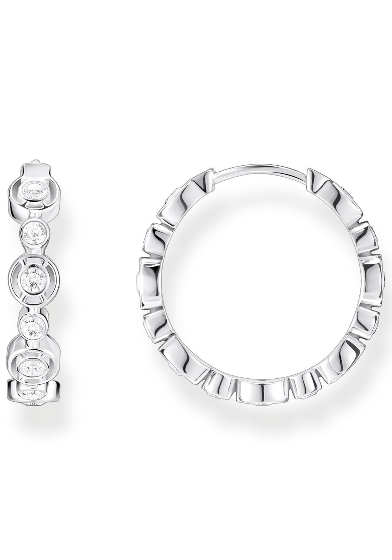 THOMAS SABO Paar Creolen Kreise mit weißen Steinen, mit Zirkonia (synth)