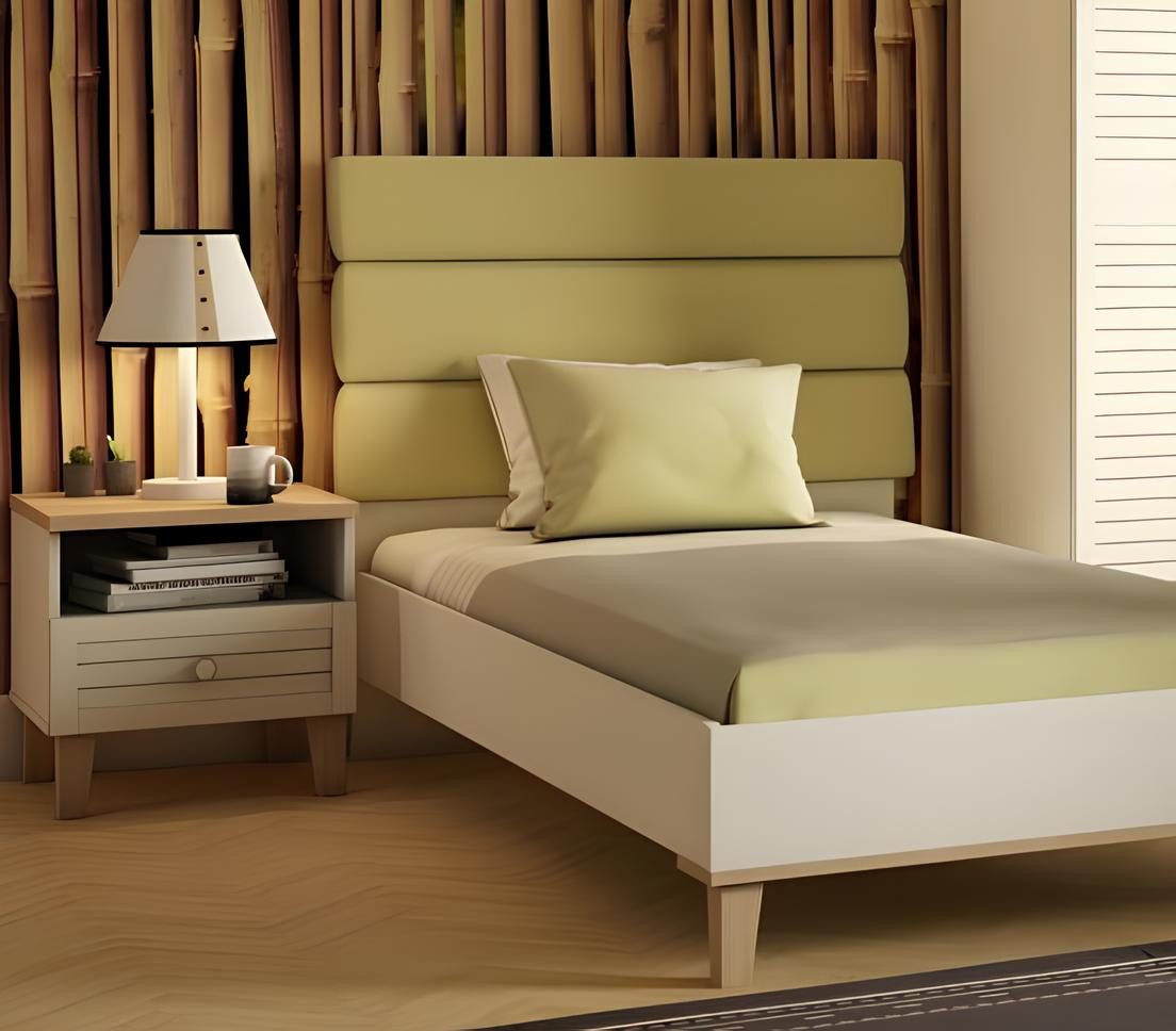 JVmoebel Einzelbett Weißes Holz Bett im eleganten Design Кровати, Made in Europa