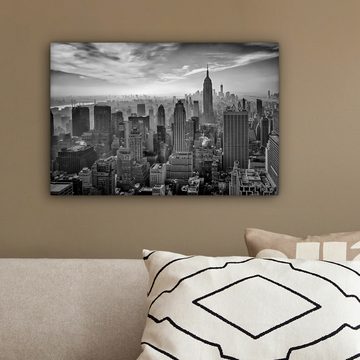 OneMillionCanvasses® Leinwandbild Architektur - Schwarz und weiß - Stadt - Skyline - New York, (1 St), Leinwand Bilder Klein, Wand Dekoration 30x20 cm