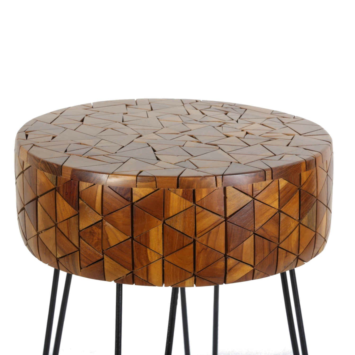 Casa Moro Beistelltisch Stylischer Couchtisch Sophie Ø 47cm rund aus massiv Holz (Mosaik Sofatisch), Kunsthandwerk, Jeder Tisch ist ein Unikat