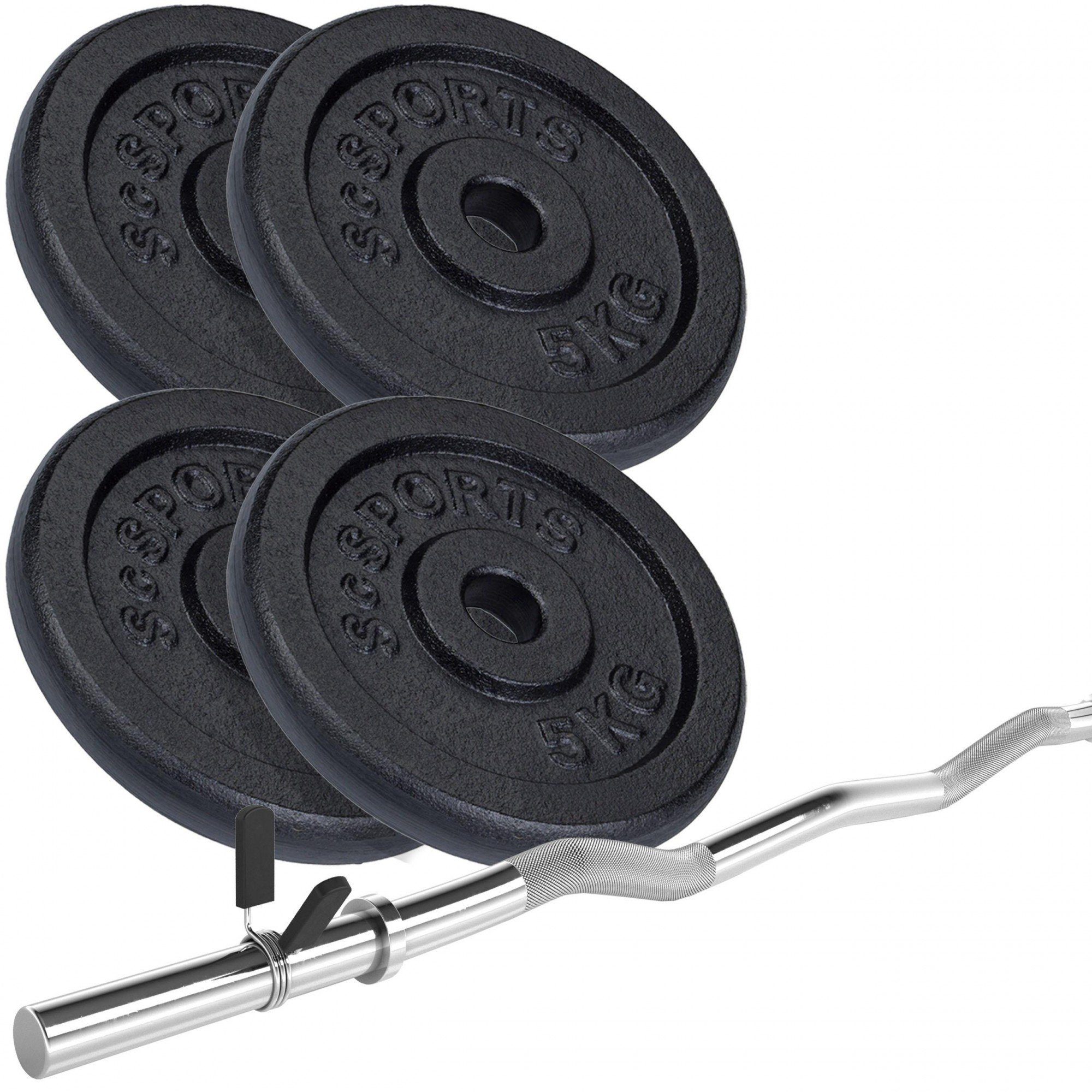 30mm Hantel-Set ScSPORTS® Curlstange 120 cm Curlset Gusseisen 27kg SZ Gewichte