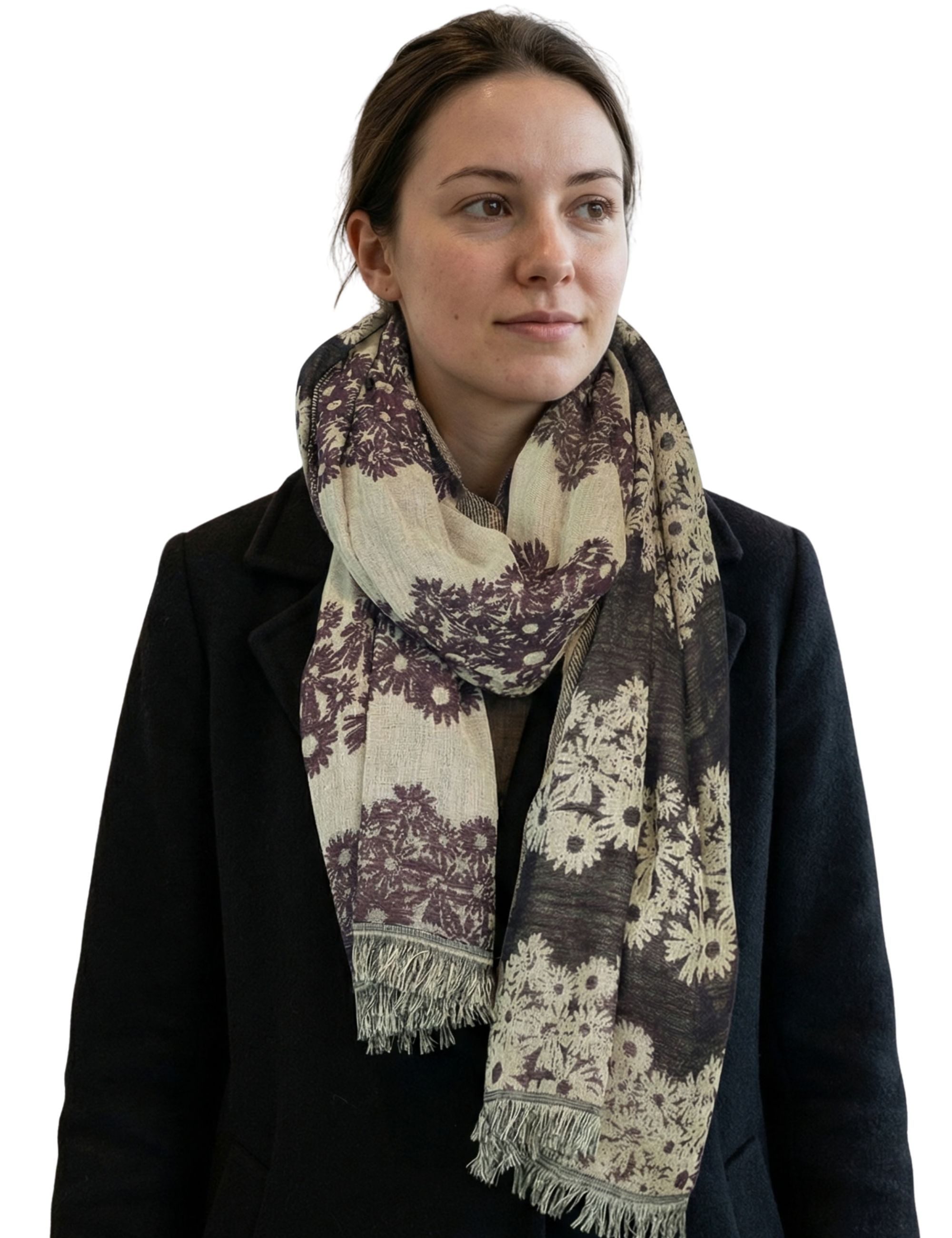Sunsa Modeschal Winterschal aus 60% Baumwolle/40% Viskose mit Blumen Design, Blumen Design