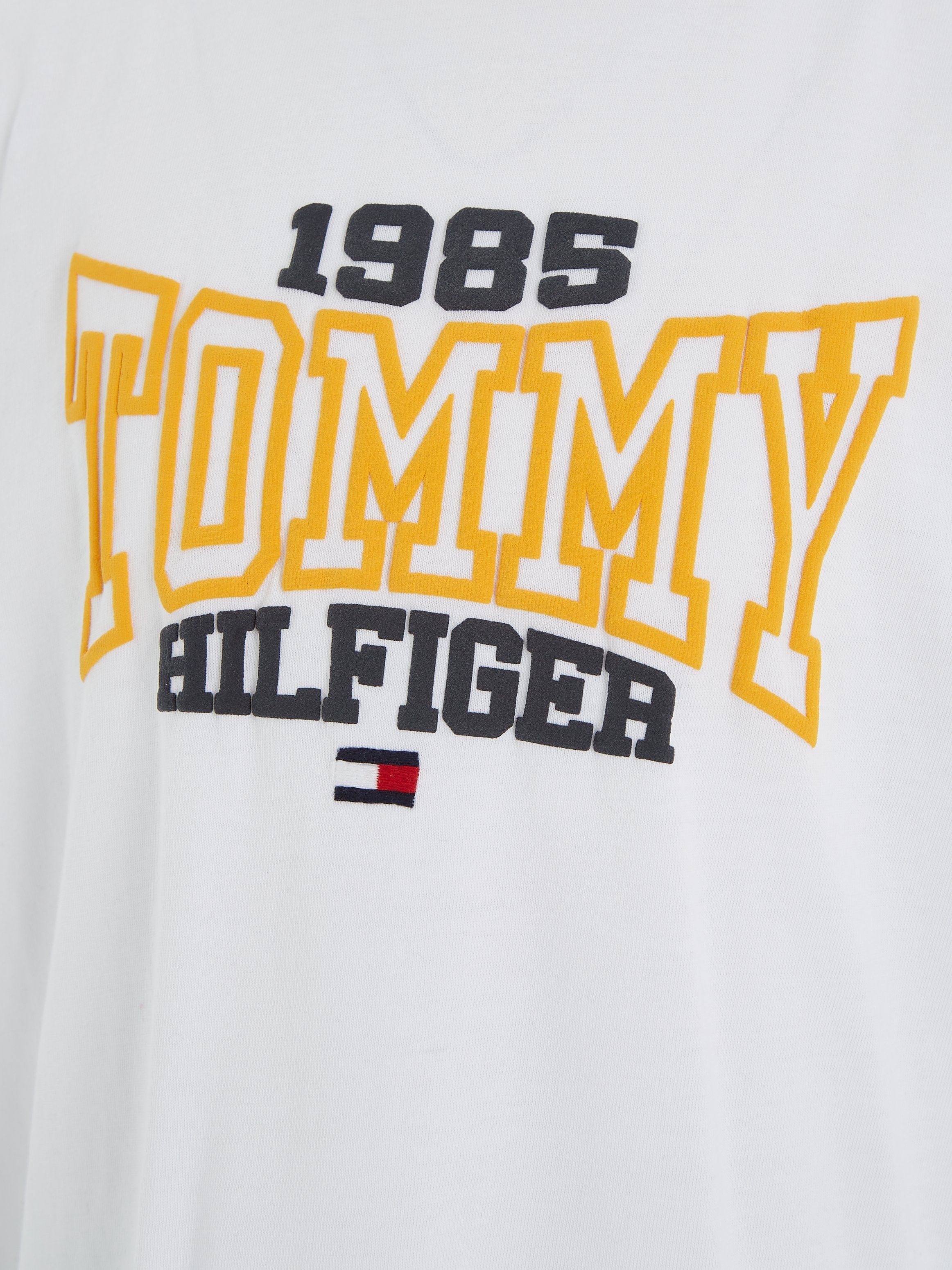 White modischem Print Tommy TEE 1985 mit S/S Hilfiger 1985 Hilfgier Tommy T-Shirt Varsity TOMMY VARSITY
