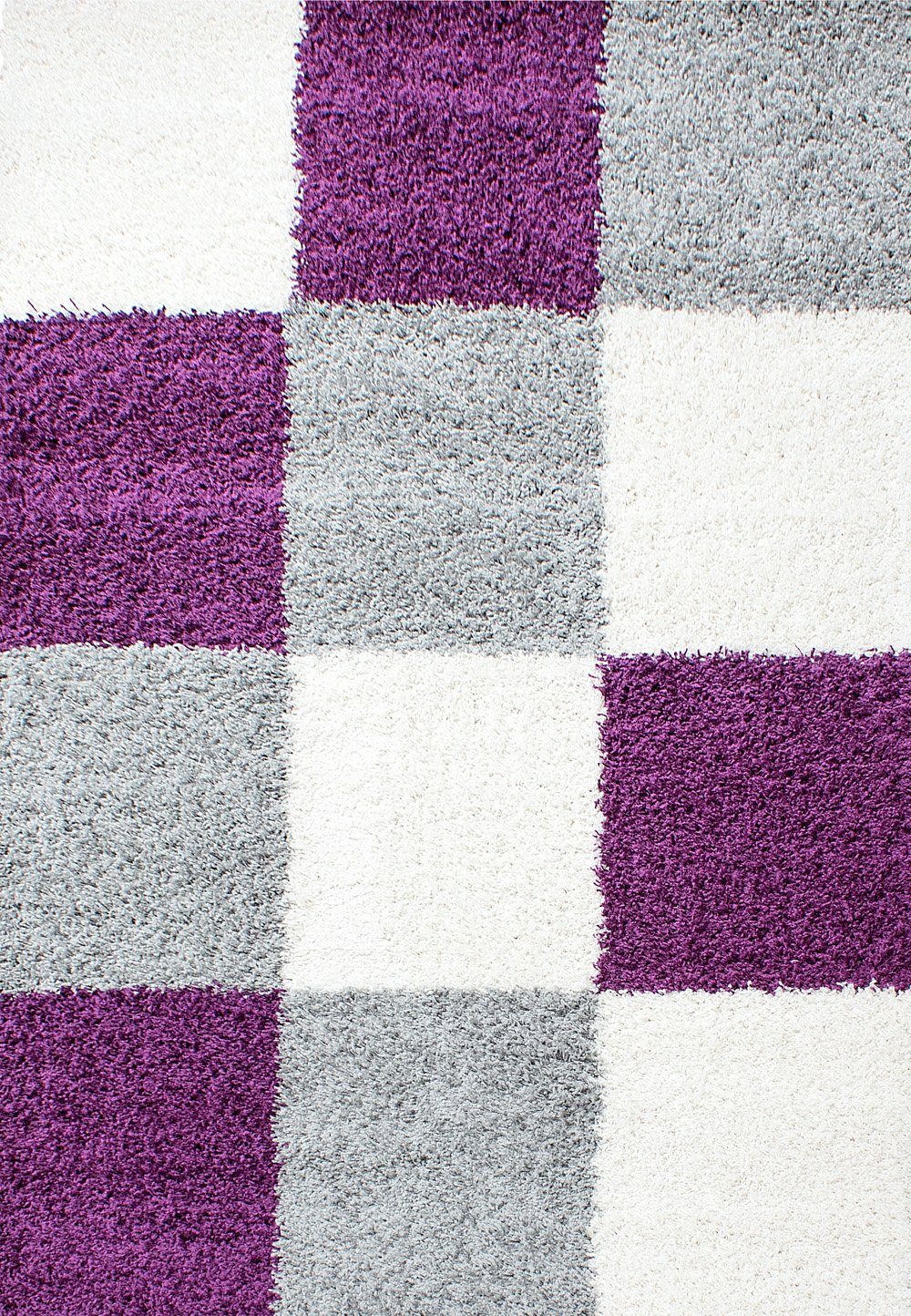 Kariert Design Modern Kariert und Carpetsale24, Höhe: 30 Läufer, verschidene Wohnzimmer Violett Design, größen Teppich farben Hochflor-Teppich mm,