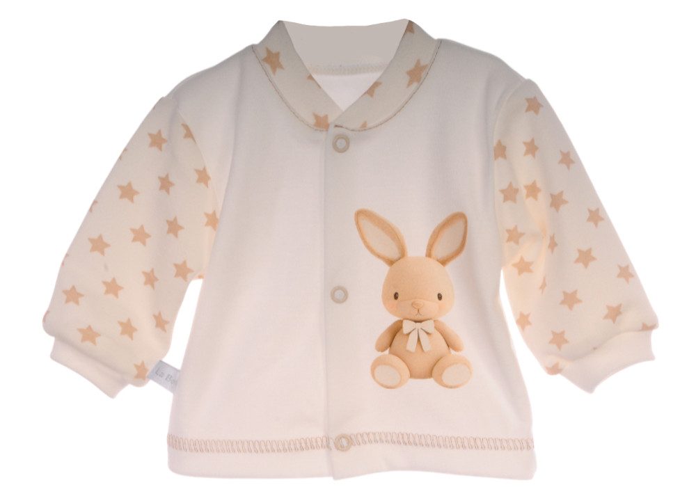 La Bortini Strampler Baby Anzug Strampler und Hemdchen in Creme mit Hasen aus reiner Baumwolle, neutral, 44 50 56 62 68 74 – Bild 3 von 5