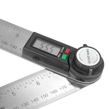 STAHLWERK Winkelmesser Digitaler Winkelmesser DWM-200 ST, mit 180 mm Messbereich 360° Präzisions-Winkelmessgerät / Gradmesser