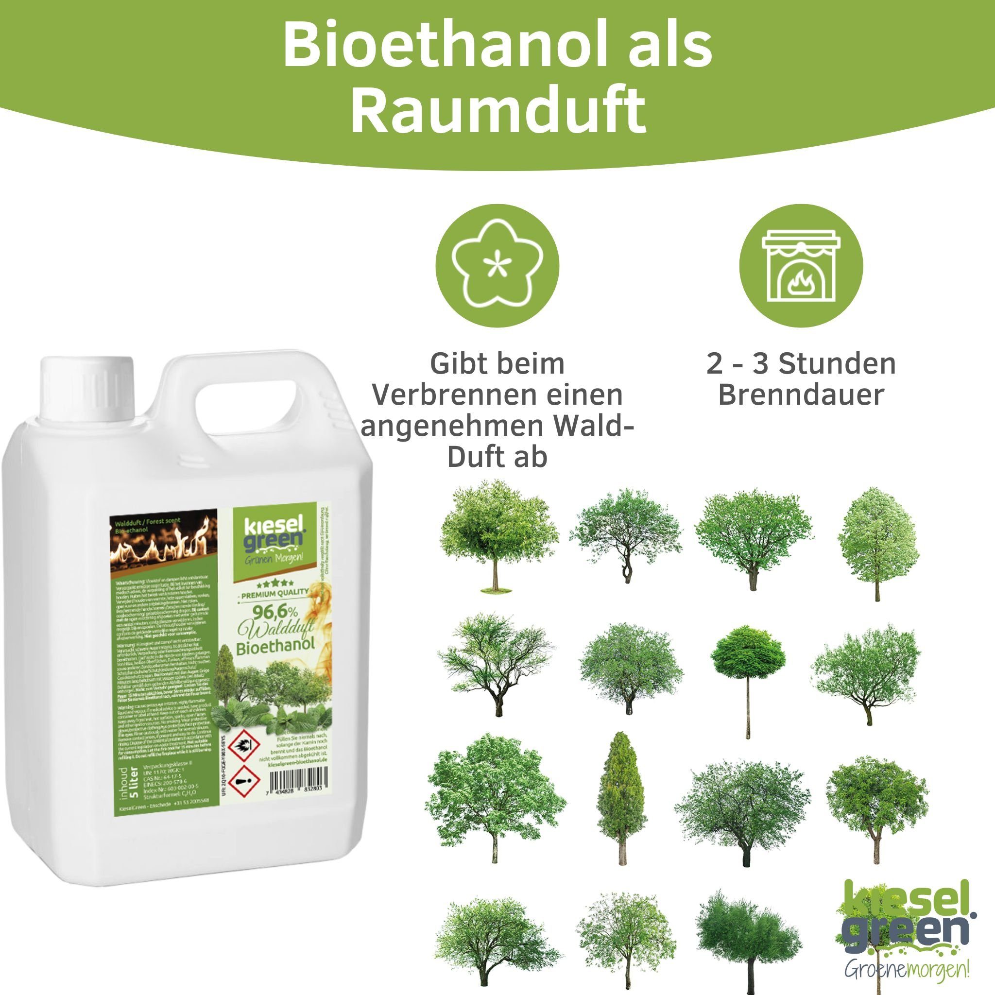KieselGreen Bioethanol KieselGreen Bioethanol 5/10/25/50 Liter mit Duft für Ethanol-Kamin, 5 l – Bild 4 von 5