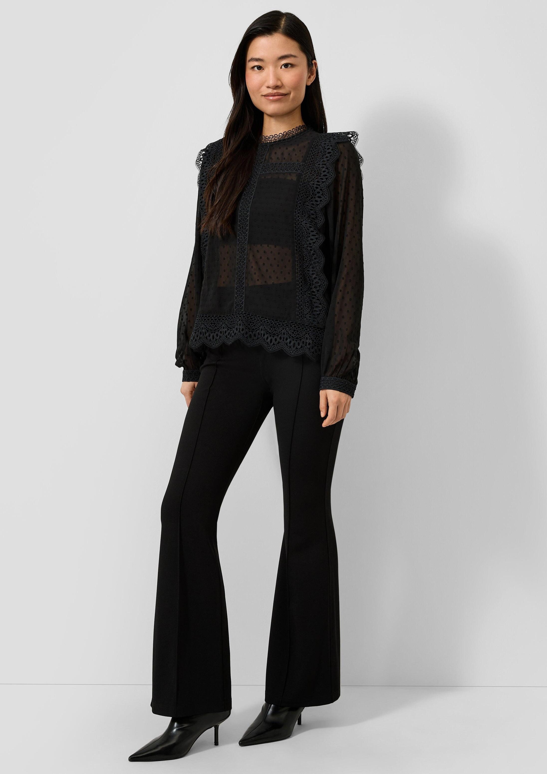 QS Chinos Hose Elastische Hose mit Flared Leg