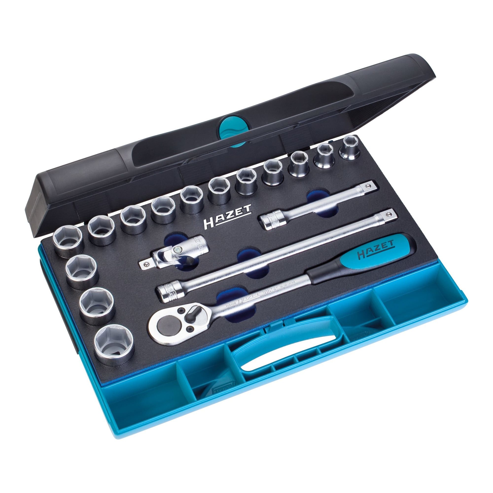 HAZET Bit- und Steckschlüsselset HAZET Steckschlüssel-Satz 932/18 Vierkant hohl 12,5 mm (1/2 Zoll)