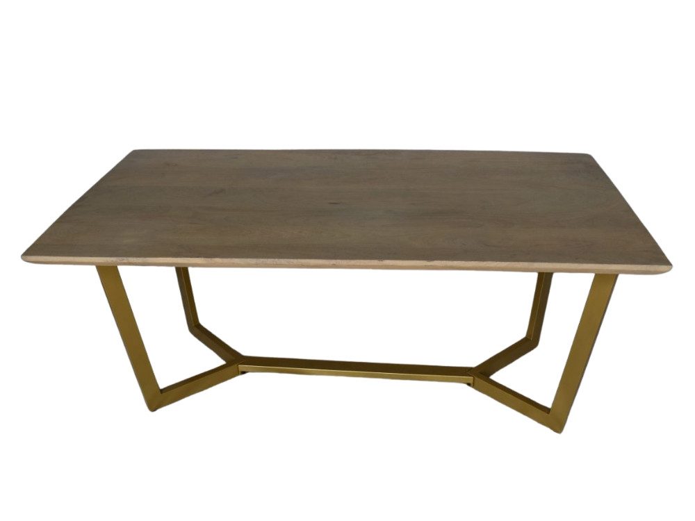 WOLF MÖBEL Esstisch KEYWEST Esstisch 180×90 cm, Mangoholz massiv mit Eisenbeinen gold (180x90x77), KEYWEST Esstisch 180×90 cm, Mangoholz massiv mit Eisenbeinen gold