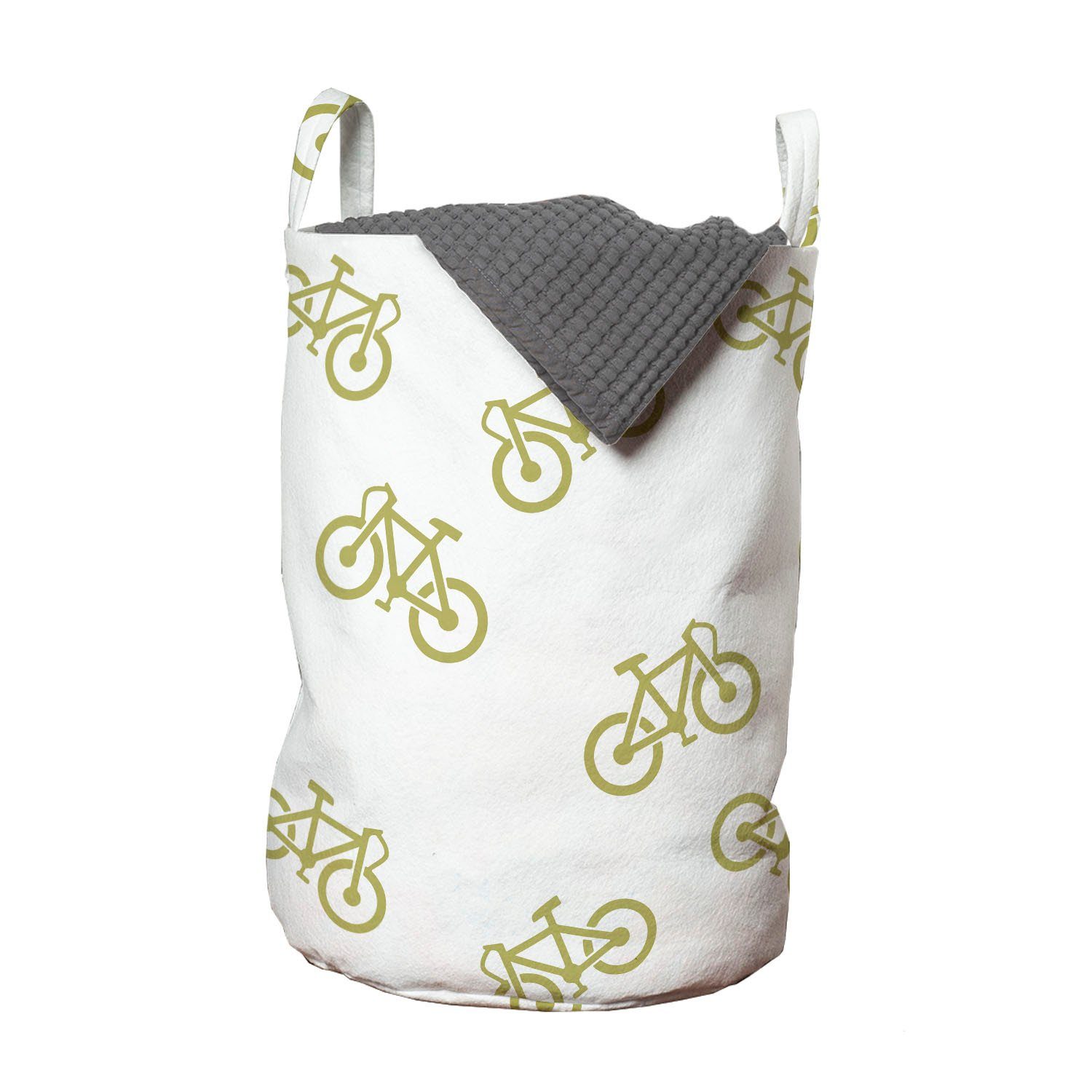 Griffen mit für Fahrrad-Piktogramm Einfaches Waschsalons, Wäschekorb Design Abakuhaus Khaki Kordelzugverschluss Wäschesäckchen