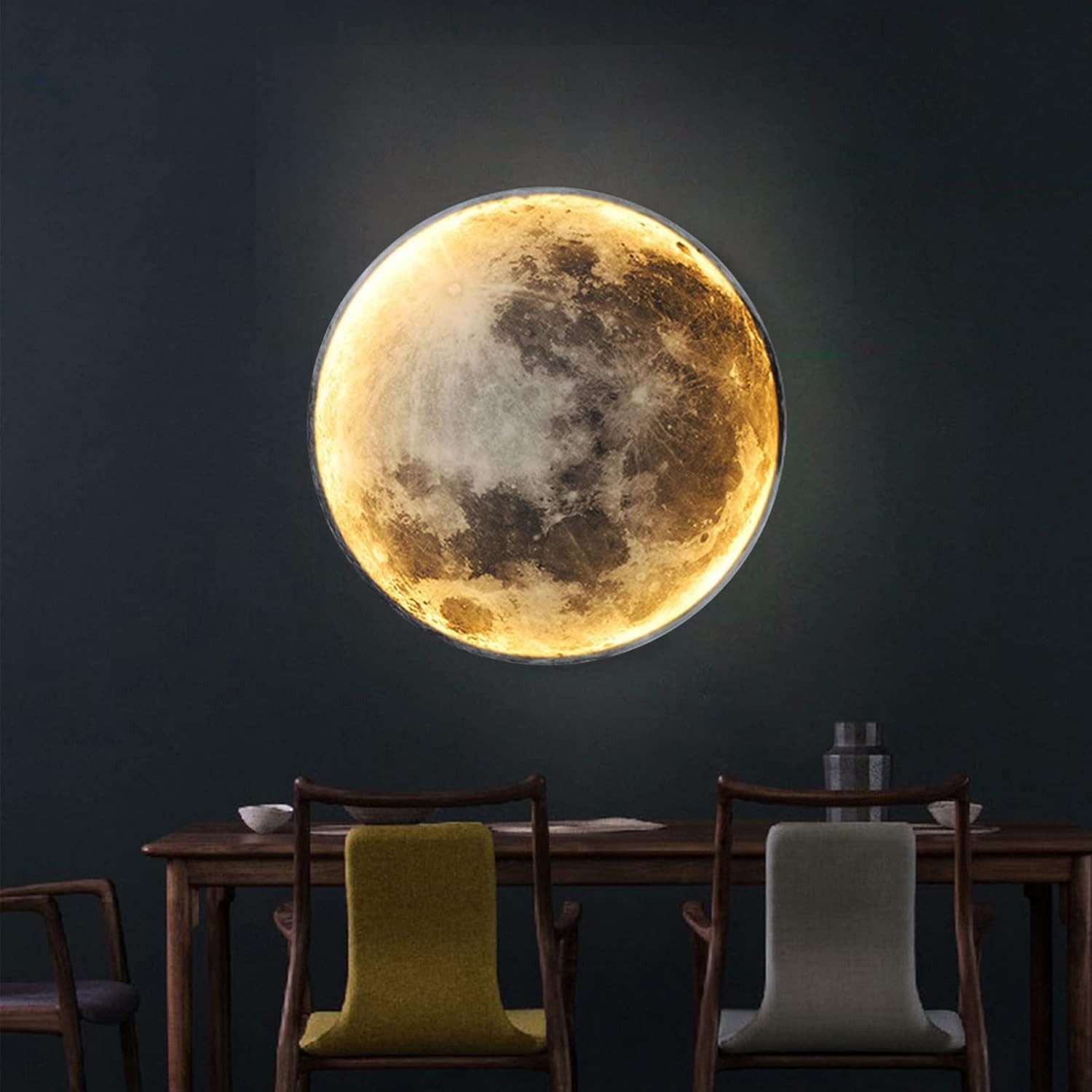 RRBEST LED Deckenleuchte Led Deckenleuchte Mond, Mond Wandleuchte Dimmbar, 3D-Druck Deckenlampe mit Fernbedienung Nachtlichtmodus