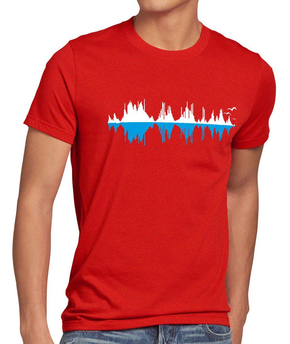 style3 Print-Shirt Herren T-Shirt Sheldon City Wave sound Big Bang cooper Theory tbbt Wellen Musik
