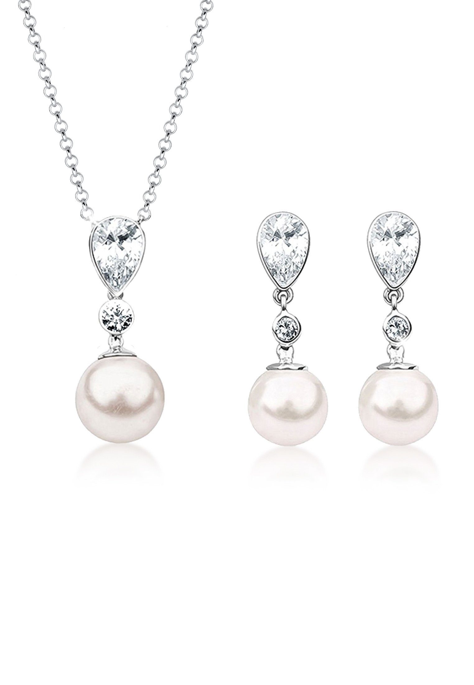 Nenalina Schmuckset »Synthetische Perle Zirkonia 925 Silber« online kaufen  | OTTO