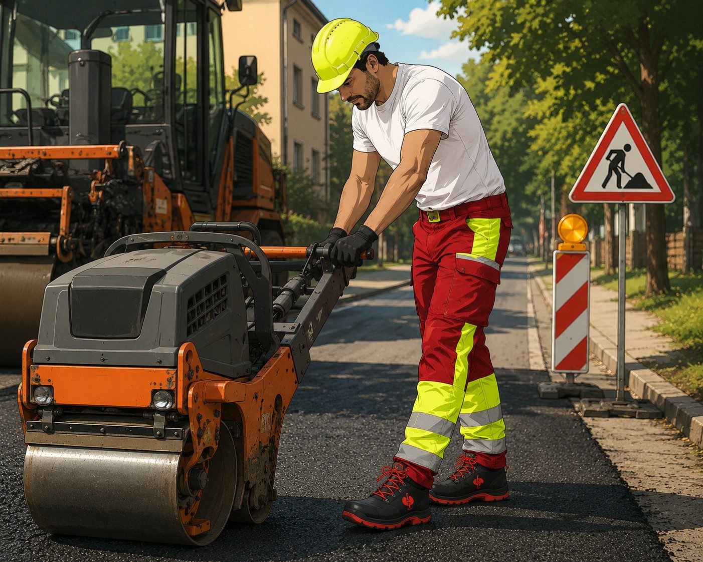 Engelbert Strauss Arbeitsbundhose Warnschutz-Bundhose e.s.motion 24/7 Herren rot/warngelb hochwertige Reflexstreifen