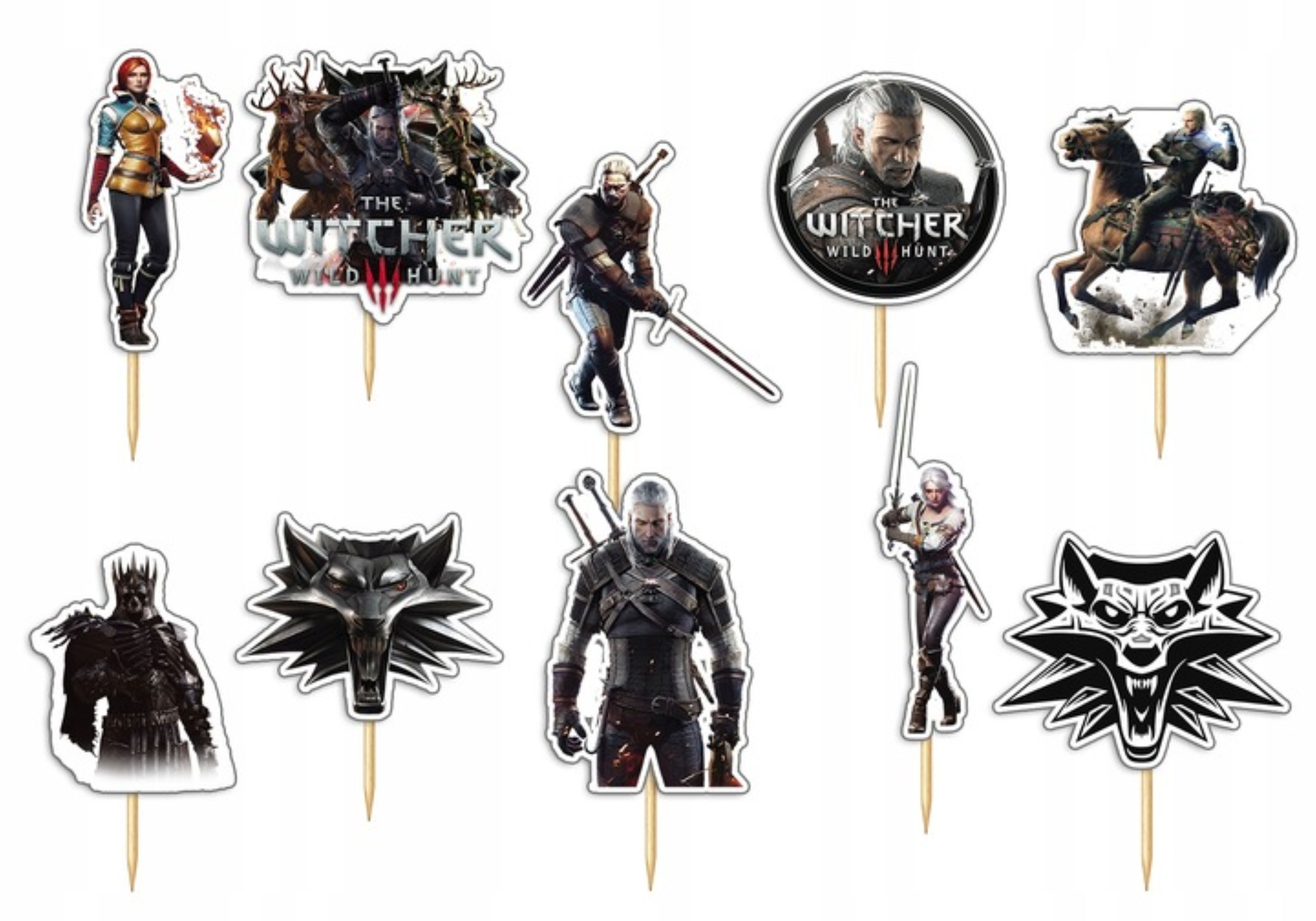 Festivalartikel Tortenstecker Tortendeko Kuchen Topper Set Witcher – 10 Stück Party Deko, (1-tlg)