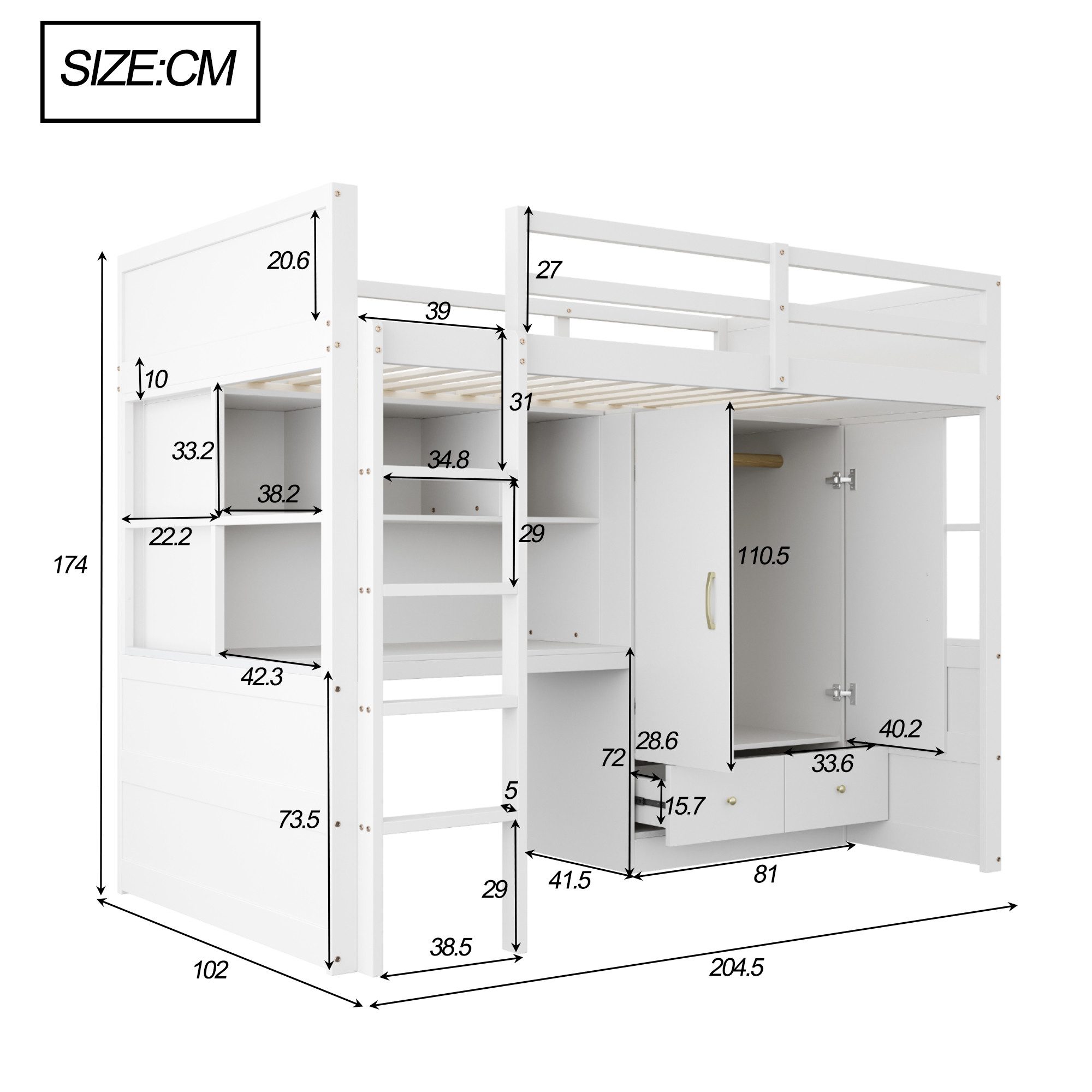 Celya Hochbett Hochbett 90 x 200 günstig online kaufen