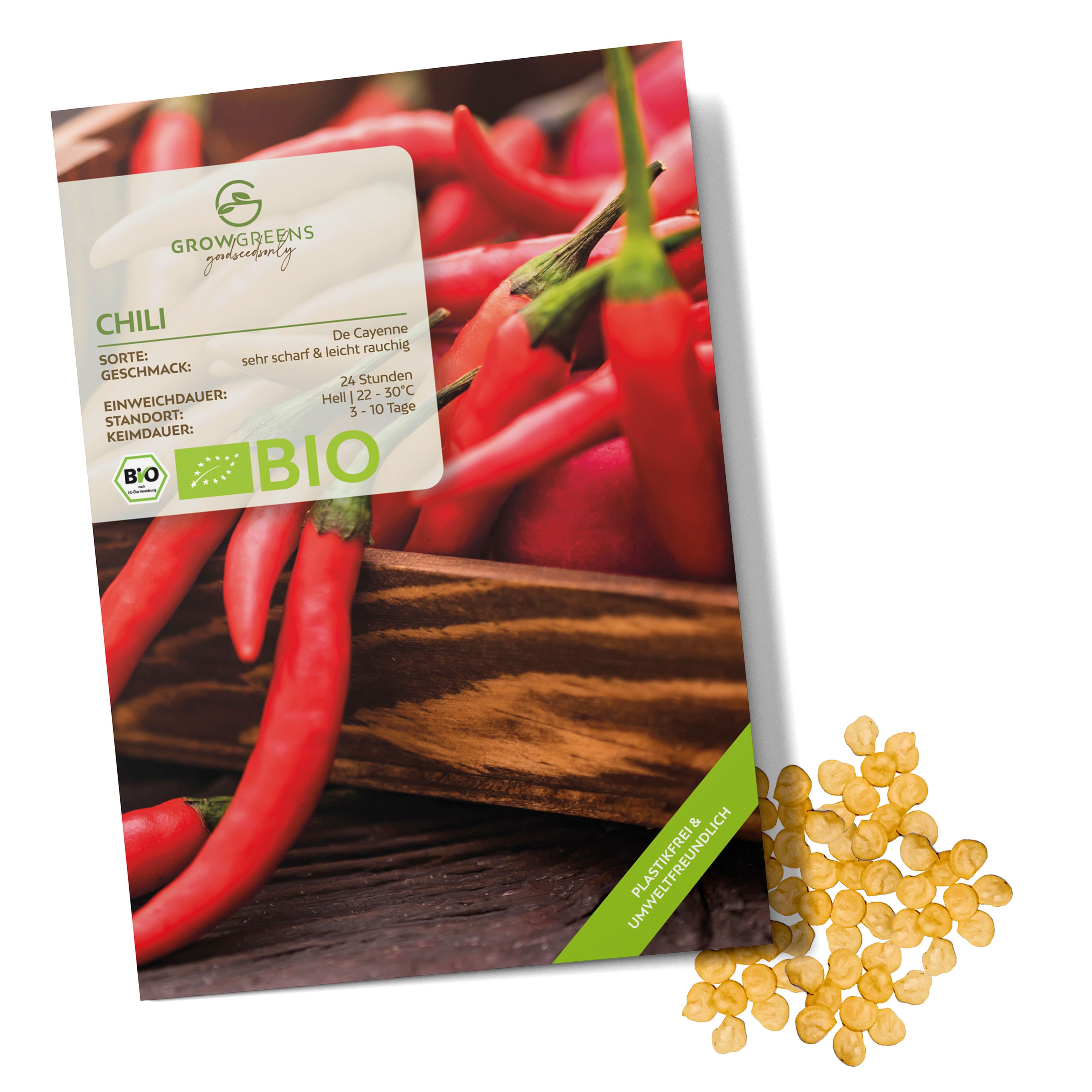 Gemüsesamen BIO Chili Samen (De Cayenne, 50.000 Scoville) -Chili Saatgut (10 Korn)