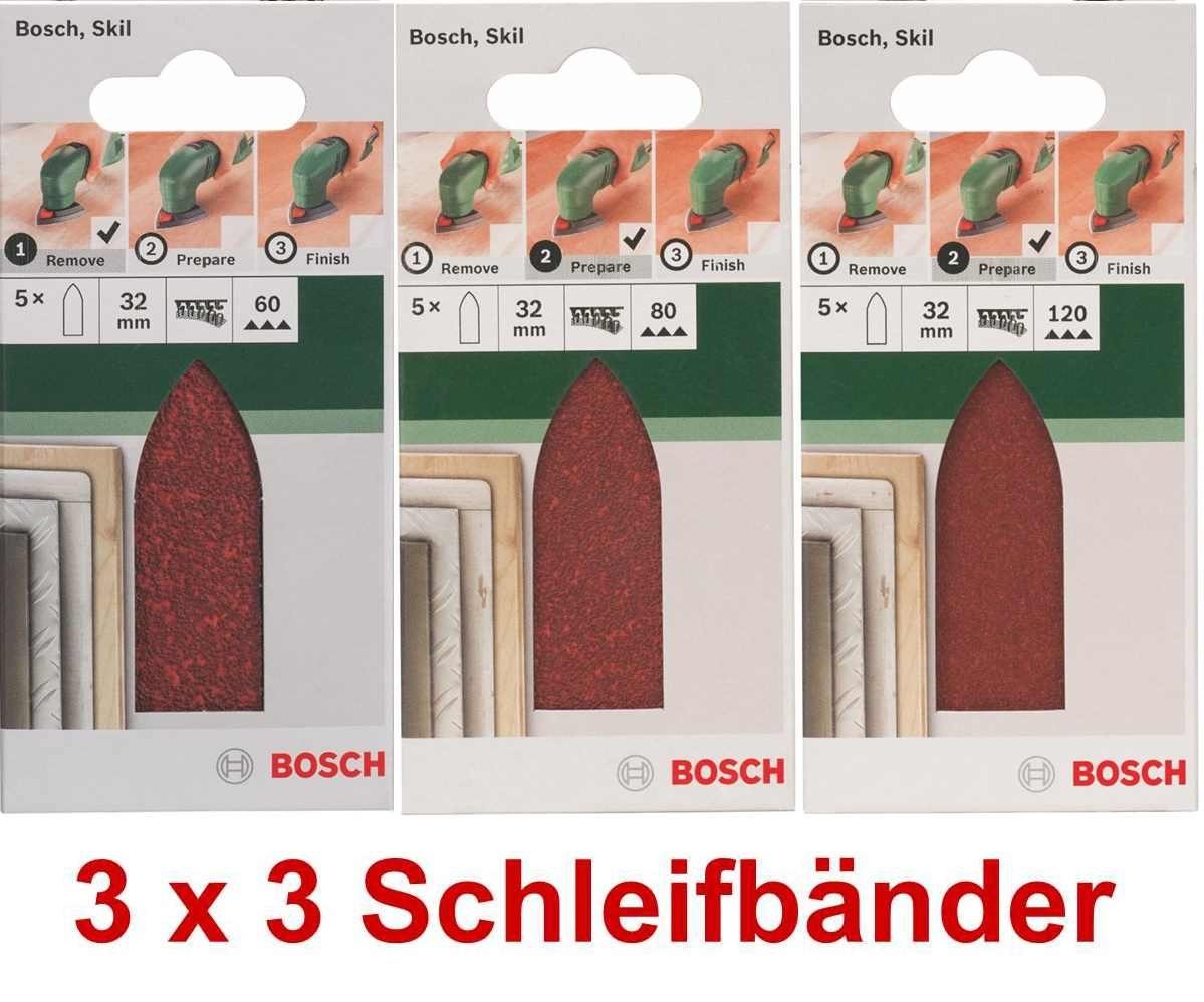 BOSCH Bohrfutter Bosch 3 x Schleifblatt 5 Stück, 32 mm, Körnung 60 / 80 / 120 für | Bohrfutter
