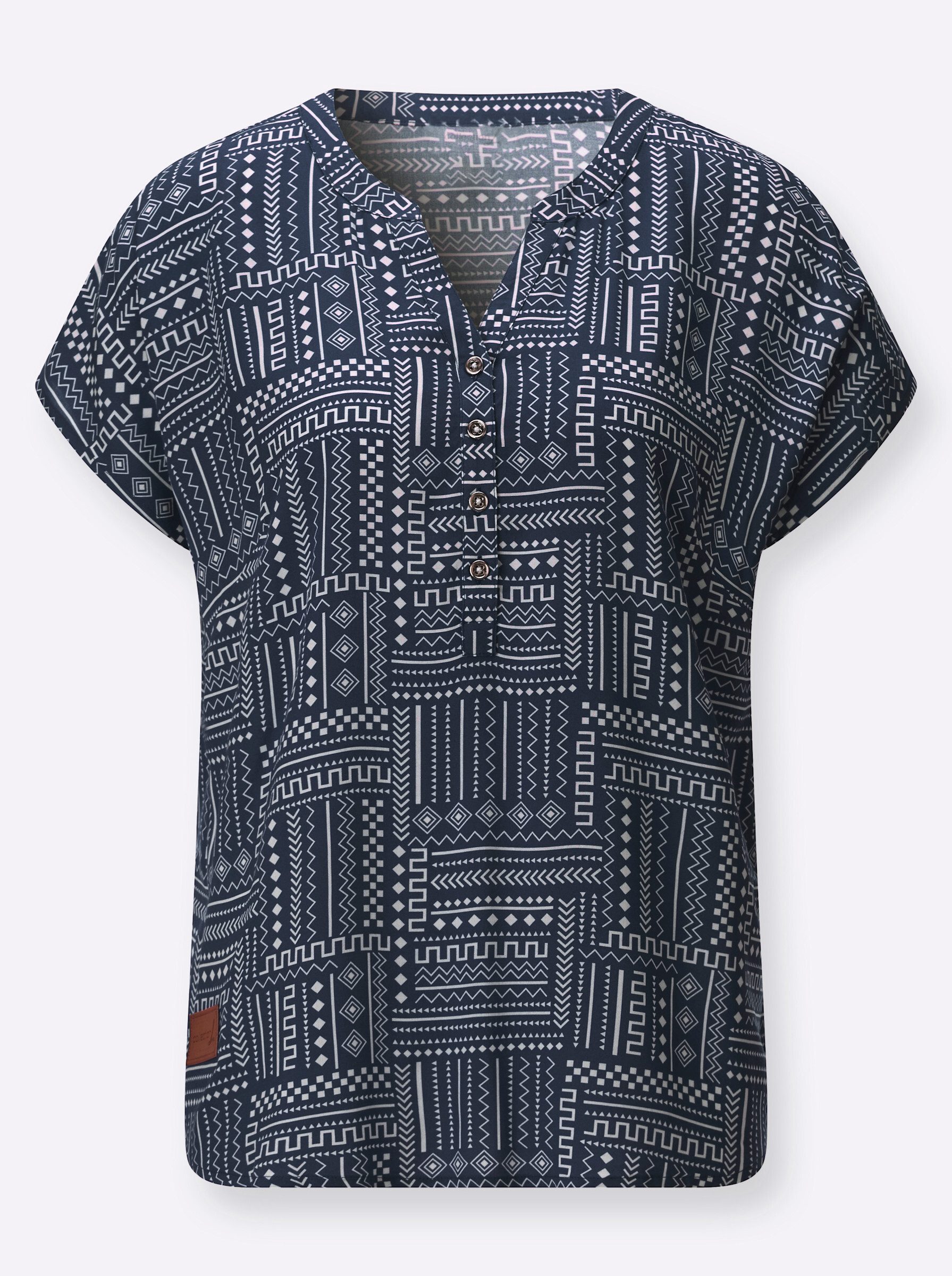 Witt Klassische Bluse Druck-Bluse Kurzarm