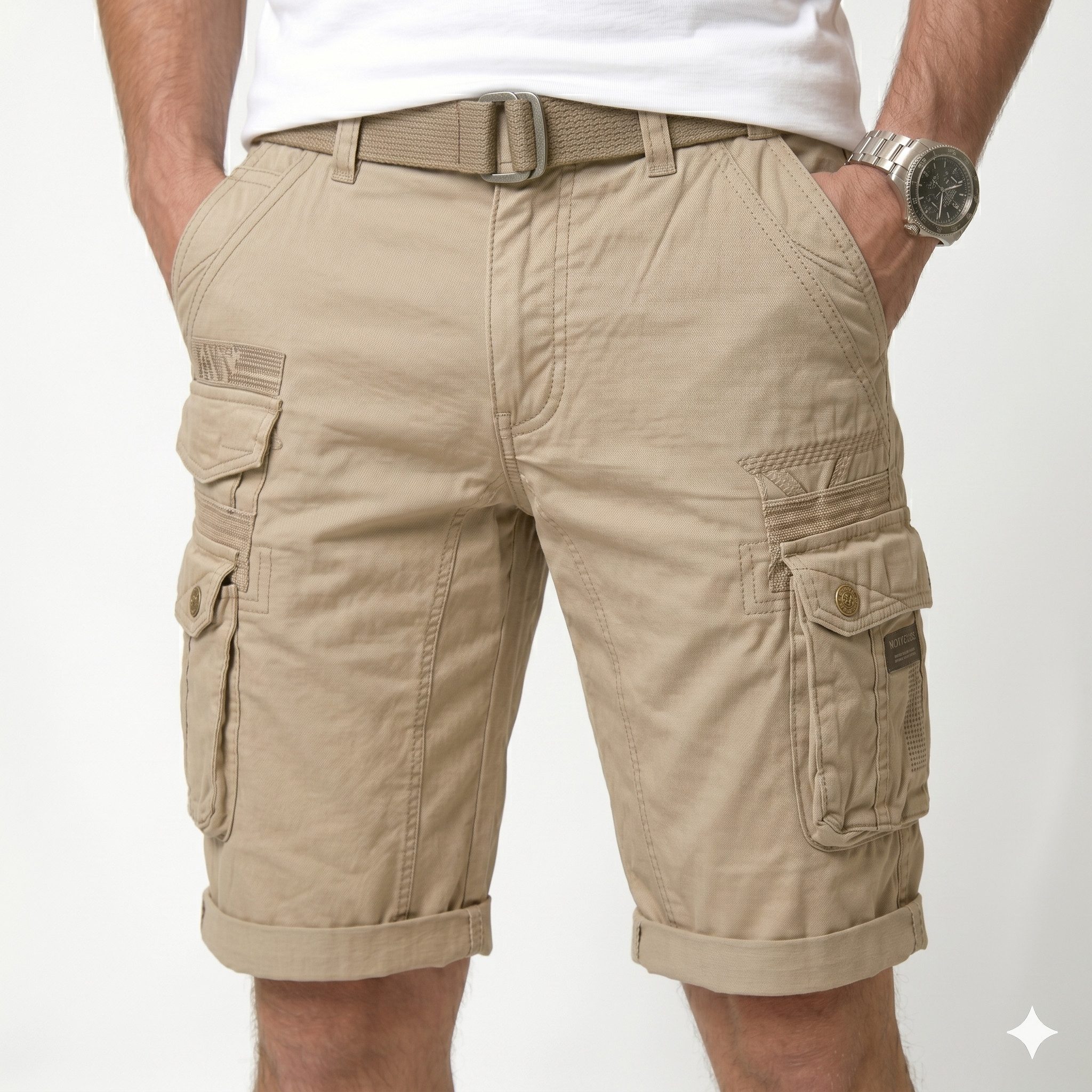 Geographical Norway Cargoshorts kurze Hose aus Baumwolle, Sommer-Bermuda (1-tlg) Herrenshorts mit Gürtel Größe S bis 5XL