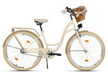 MILORD BIKES Cityrad Milord City Fahrrad Weidenkorb Damen, 28/26 Zoll, Creme-Braun, 1-Gang, 1 Gang