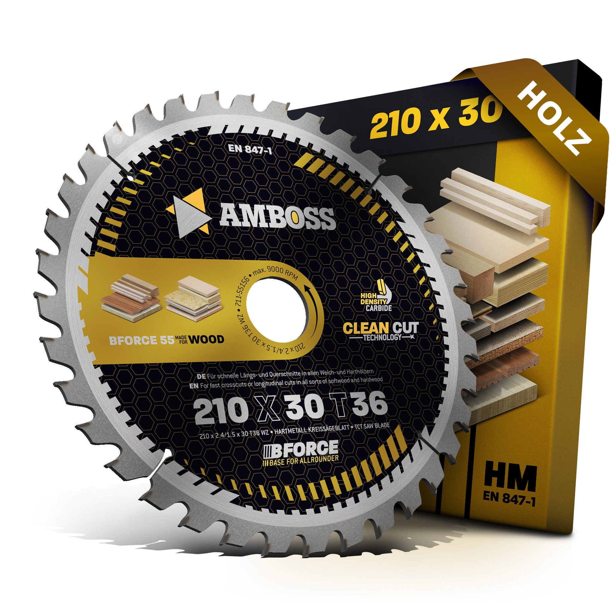 Amboss Werkzeuge Kreissägeblatt HM Kreissägeblatt - 210 x 2.4/1.5 x 30 Z36 WZ